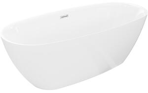 Mexen Luvo Slim, szabadon álló kád 170 × 75 cm, fényes fehér, króm túlfolyó, 52801707500-01