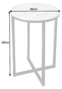 Design oldalsó asztal Latrisha 40 cm fehér - márvány utánzata
