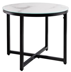 Design oldalsó asztal Latrisha 50 cm fehér - márvány utánzata