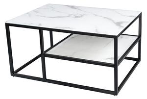 Design dohányzóasztal Latrisha 90 cm fehér - márvány utánzata