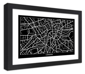 Gario Poszter City plan London A keret színe: Fekete, Méret: 30 x 20 cm
