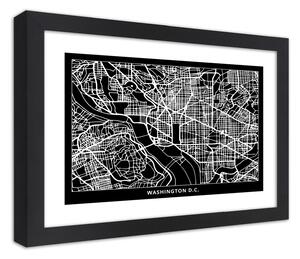 Gario Poszter Washingtoni városterv A keret színe: Fekete, Méret: 30 x 20 cm