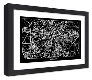 Gario Poszter Városterv Varsó A keret színe: Fekete, Méret: 30 x 20 cm