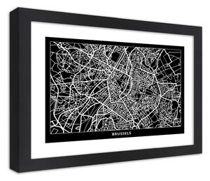 Gario Poszter Városterv Brüsszel A keret színe: Fekete, Méret: 30 x 20 cm