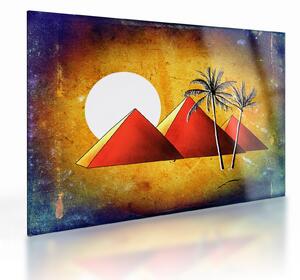 Festett egyiptomi piramisok képe (üvegen) (70x50 cm)