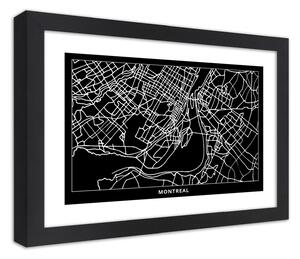 Gario Poszter City plan montreal A keret színe: Fekete, Méret: 30 x 20 cm