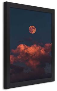 Poszter Rózsaszín felhok és a Hold A keret színe: Fekete, Méretek: 20 x 30 cm