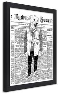 Gario Poszter Absztrakt medve egy újság hátterén A keret színe: Fekete, Méret: 20 x 30 cm