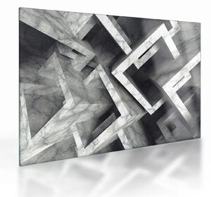 Absztrakt kép kocka (üvegen) (70x50 cm)
