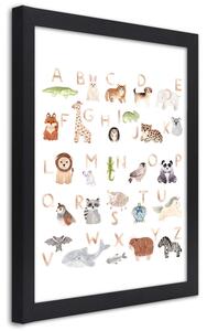 Gario Poszter Ábécé állatokkal A keret színe: Fekete, Méret: 20 x 30 cm