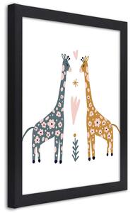 Gario Poszter Színes zsiráfok A keret színe: Fekete, Méret: 20 x 30 cm
