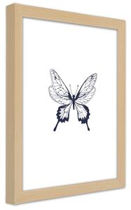 Poszter rajzolt pillangó A keret színe: Természetes, Méretek: 20 x 30 cm