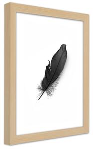 Gario Poszter Fekete toll A keret színe: Természetes, Méret: 30 x 45 cm