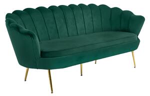 KONDELA Luxus heverő, 3-as ülés, smaragd Velvet szövet/króm arany, Art-deco stílus, NOBLIN