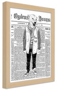 Gario Poszter Absztrakt medve egy újság hátterén A keret színe: Természetes, Méret: 30 x 45 cm