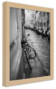 Poszter Utca és kerékpár az esőben