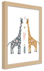 Gario Poszter Színes zsiráfok A keret színe: Természetes, Méret: 30 x 45 cm