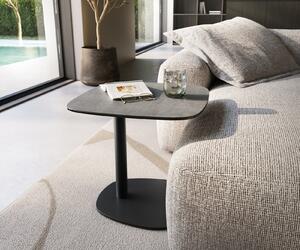 DELIFE Dohányzóasztal Edge hajóformájú 50x50 cm kerámia beton szürke eleny fém fekete