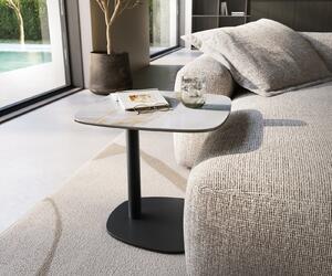 DELIFE Dohányzóasztal Edge hajóformájú 50x50 cm kerámia onyx pearl Eleny fém fekete