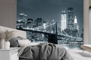 Gario Fotótapéta New York brooklyni híd fekete-fehér Anyag: Vlies, Méret: 300 x 210 cm