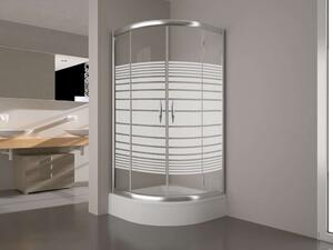 Vela Banyo íves zuhanykabin, csíkos üveggel, 80x80x190, 5 mm üveg