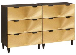 Széf 2 pcs Fekete és Arany 60 x 33 x 75 cm tömör mangófa