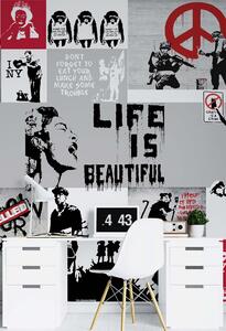 Gario Fotótapéta Banksy kollázs Anyag: Vlies, Méret: 100 x 140 cm