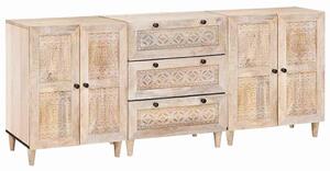 Széf 3 pcs Fehér 180 x 33,5 x 75 cm tömör mangófa