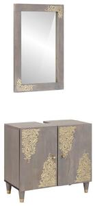 Fürdőszoba bútor szett tárolóval 2 pcs Szürke 62 x 33 x 58 cm