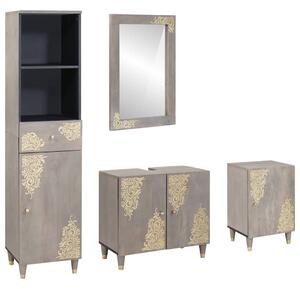 Fürdőszoba bútor szett fiókkal 4 pcs Szürke 62 x 33 x 58 cm