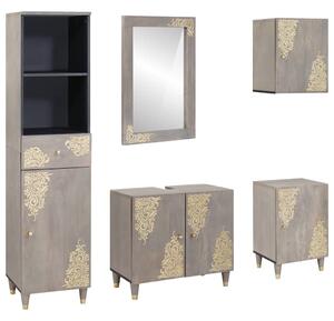 Fürdőszoba bútor szett fiókkal 5 pcs Szürke 62 x 33 x 58 cm