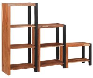 Könyvespolc 3 pcs Barna 50 x 30 x 110 cm Tömör akácfa
