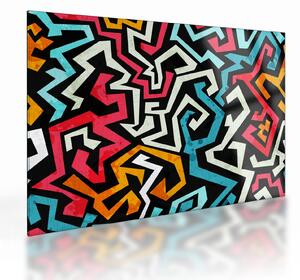 Grafikus absztrakciós kép (üvegen) (70x50 cm)