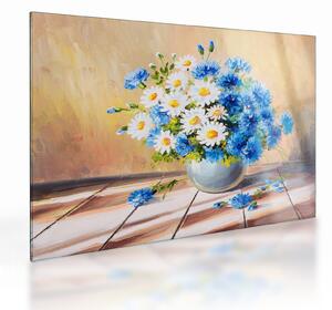 Festett kép egy váza virágról (üvegen) (70x50 cm)