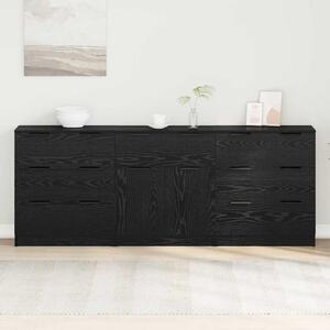 Széf fiókkal 3 pcs Musta tammi 60 x 30 x 70 cm Faanyag
