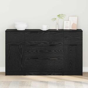 Széf fiókkal 3 pcs Musta tammi 121 x 30 x 70 cm Faanyag
