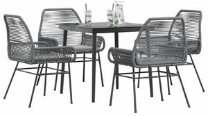 5 részes szürke polyrattan üveg kerti étkezőgarnitúra párnával