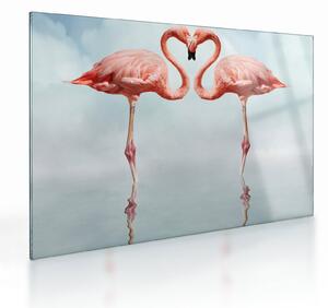 Két flamingó képe (üvegen) (70x50 cm)