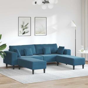 Bársony Kanapé párnával 3 pcs Kék 208 cm Bársony