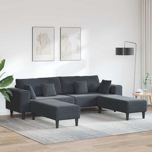 VidaXL Kanapé 3 pcs Sötétszürke 250 x 188 x 76 cm Bársony