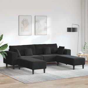 Kanapé 3 pcs Fekete 250 x 188 x 76 cm Bársony