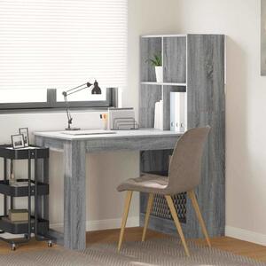 Asztal polcokkal Szürke Sonoma 122 x 67 x 145 cm Faanyag