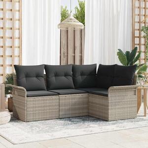 Kerti Kanapé Szett párnával 4 pcs Világosszürke Poli rattan