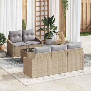 Kerti Kanapé Szett 6 pcs Beige és Világosszürke 55 x 55 x 37 cm