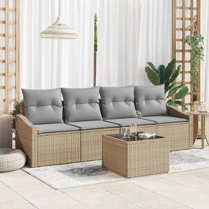 Kerti Kanapé Szett 5 pcs Beige és Világosszürke 55 x 55 x 37 cm