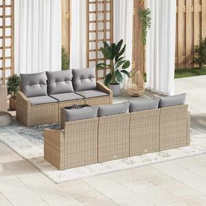 Kerti Kanapé Szett 8 pcs Beige és Világosszürke 55 x 55 x 37 cm