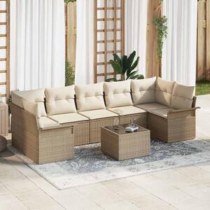Kerti Kanapé Szett párnával 8 pcs Beige és krém polirattan