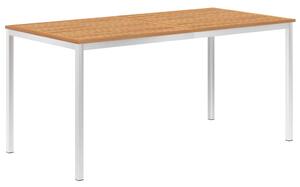 VidaXL tömör tíkfa és rozsdamentes acél kerti étkezőasztal 160x80x75cm
