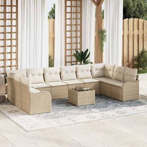Kerti Kanapé Szett tárolóval 11 pcs Beige és Fehér polirattan
