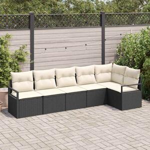 Kanapé Szett 6 pcs Fekete polirattan